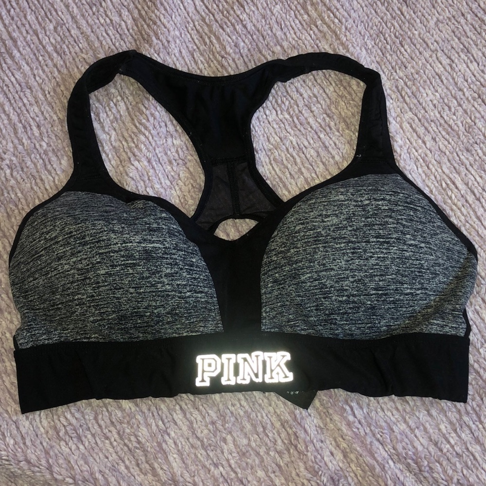 Grey VS pink sports bra